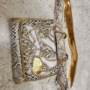 Carlos Falchi Gold Python-Embossed Leather Belt Bag / Crossbody